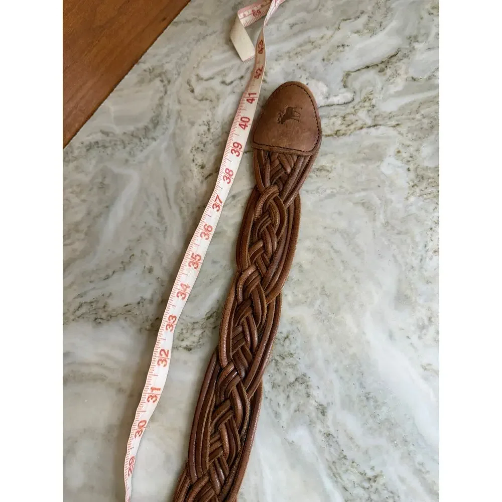 Abercrombie & Fitch Y2K Wide Braided Leather Cinching Belt Medium Brown